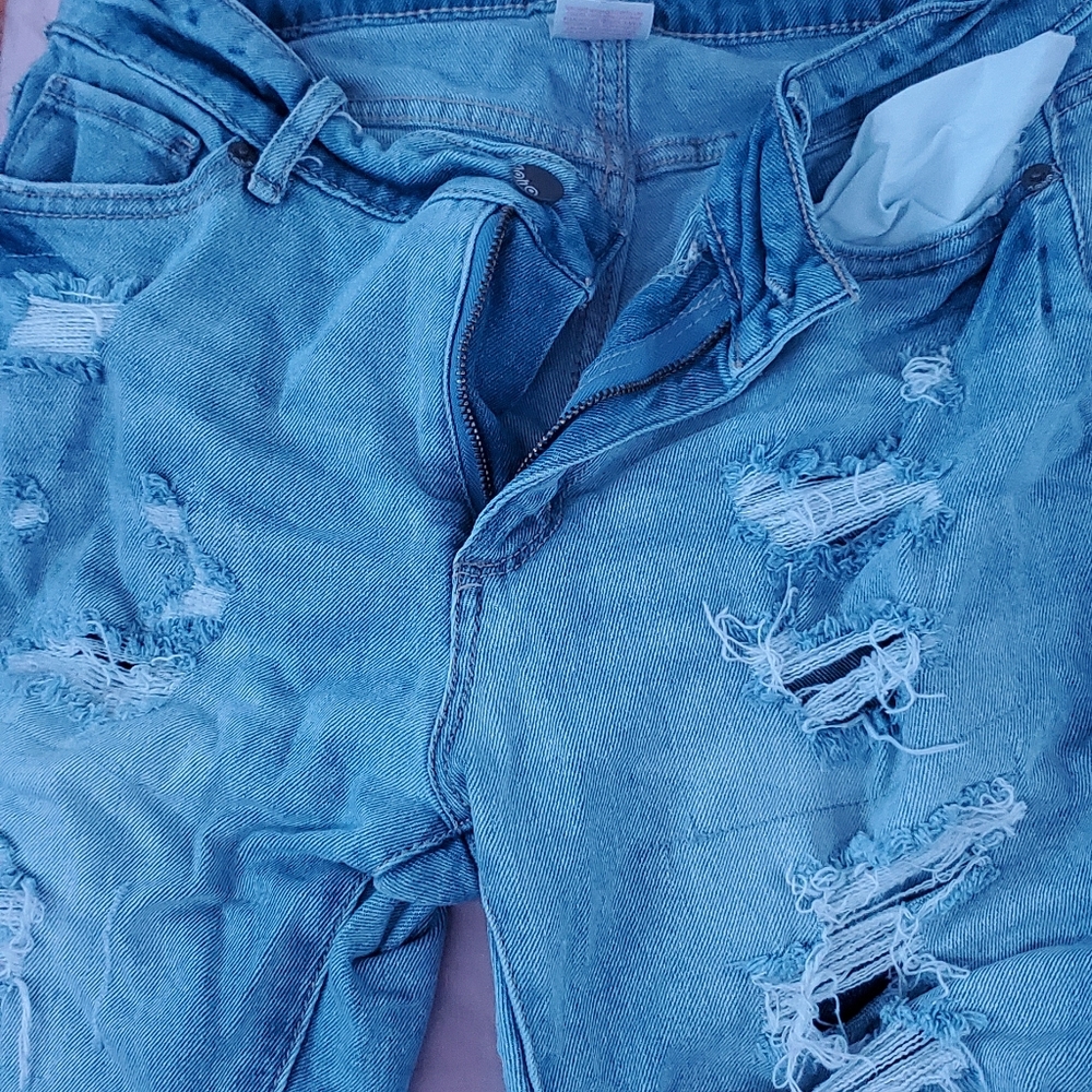 Ripped jean shorts